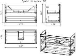 Бриклаер Тумба с раковиной Брайтон 100 (Фостер) белая матовая/дуб кера – фотография-7